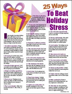 E090 25 Ways to Beat Holiday Stress - HandoutsPlus.com
