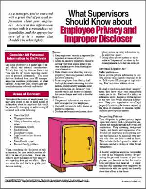 E102 What Supervisors Need to Know about Employee Privacy and Improper Disclosure - HandoutsPlus.com