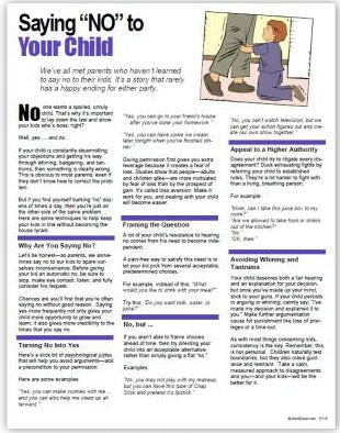 E115 Saying No to Your Child - HandoutsPlus.com